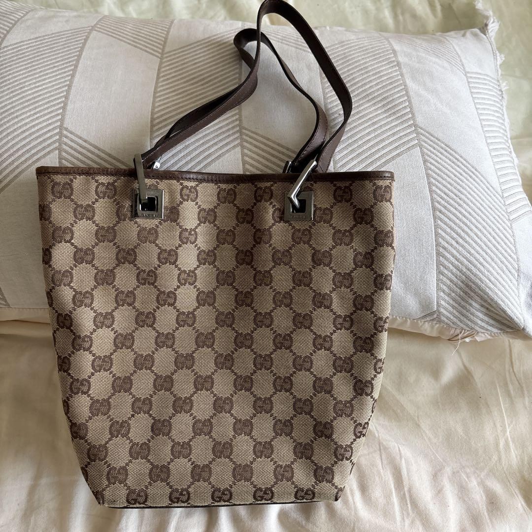 Gucci GG Brown Leather Tote Bag