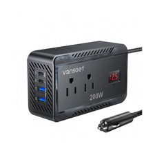 200W Car Power Inverter DC 12V to 110V AC Converter with PD 30W  15W Fast ...