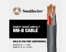 50 ft 4/3 NMB W/G CU Southwire NM-B Stranded Romex SIMpull Wire Cable