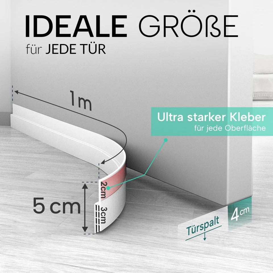 2x Türdichtung Zugluftstopper für Türen 100cm Schneidbare Selbstklebend Dichtung - Bild 2 von 4