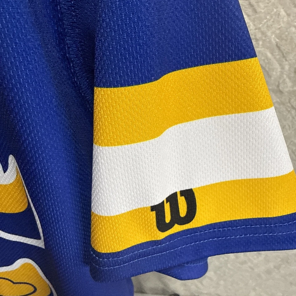 Men’s Akron Rubber Ducks Minor League Baseball Jersey Sz M White/Blue/Yellow - Image 4 of 4