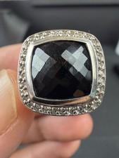 David YURMAN Albion Sterling Silver Diamond Black Onyx Ring Size 6, 11 mm