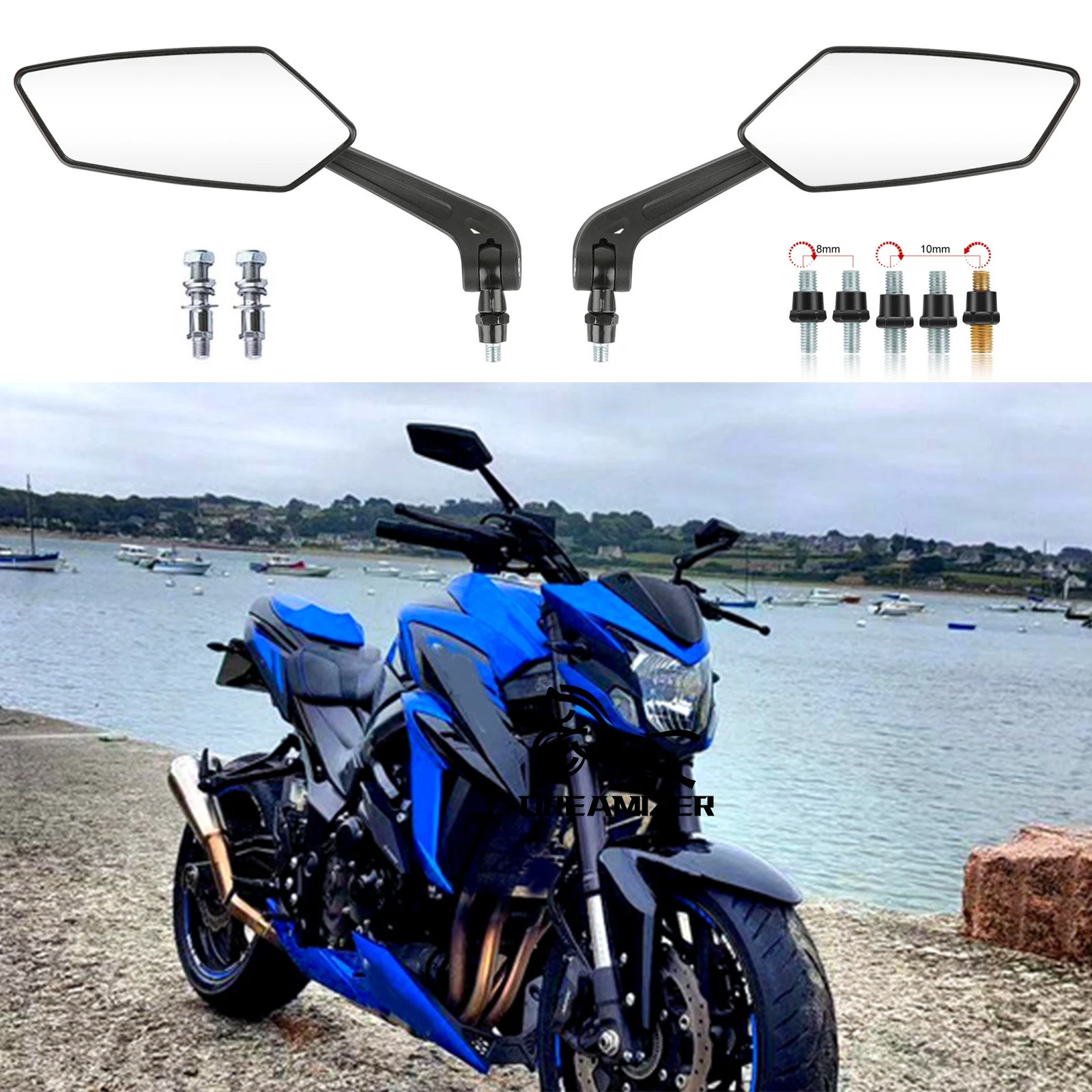Black Motorcycle Rear View Mirrors For Suzuki GSX-S 750 GSXS1000 ABS GSXS150