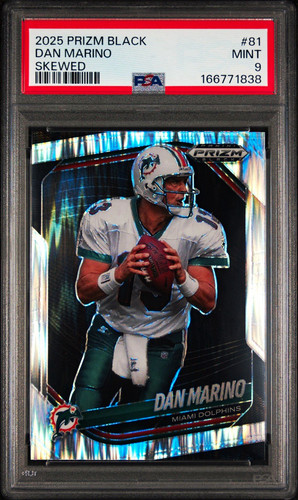 2025 Panini Prizm Black Dan Marino Skewed Prizm 127/249 #81 PSA 9 Dolphins HOF