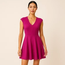 NEW Love...ady Pink Sleeveless Scoop Neck Stretch Mini Fit & Flare Dress Sz M