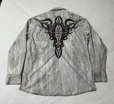 Roar Signature Shirt Men's 2XL Gray Embroidered Thick Stitch *Read Deacription