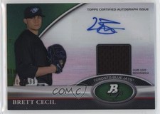 2011 Bowman Platinum Relic Refractor Green 1/199 Brett Cecil #BAR-BC Auto 12i0