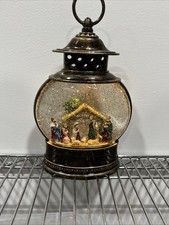 Illuminated Glitter Christmas Manger Nativity Scene Snow Globe Lantern