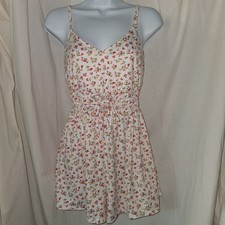 Hollister White Red Yellow Flower Romper Jumpsuit Women's Size XS Knit Flowy