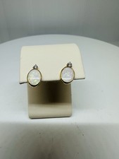14k Opal & Diamond Earrings - Bezel Set