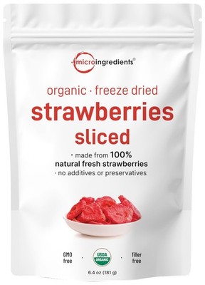 Micro Ingredients Organic Strawberries Sliced, 6.4oz | 100 Natural Fruit | Fr...