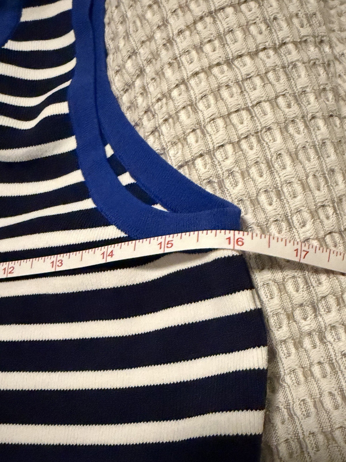 Michael Kors Women’s Navy Blue And White Striped Sleeveless Bodycon Long Dress L thumbnail 3