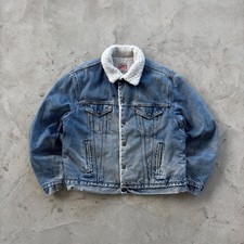 Vintage Levi s Sherpa Lined Denim Trucker Jacket Blue Made In USA Size 48 L