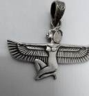 Vintage Sterling Silver Egyptian Revival Winged Goddess Isis Pendant — photo 2