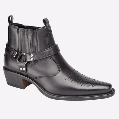US Brass Eastwood Knöchel ohne Bügel Cowboy Stiefel Schwarz