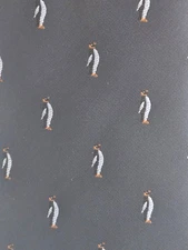 Barry Wang Italy Tie All Over Penguin Design Deep Blue 60" Necktie NWT