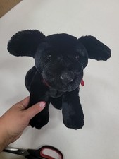 Vintage Russ Berrie  Ginger  Black Labrador Puppy Dog Plush 13  Stuffed Animal