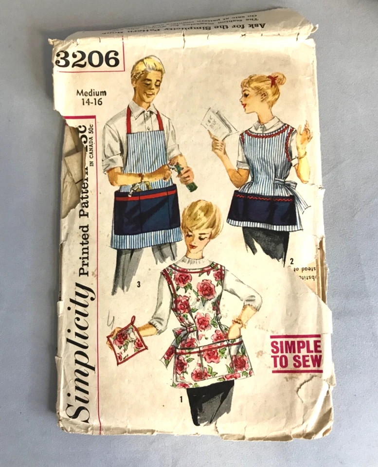 Lot of 7 Vintage Apron Patterns Women Men Cobbler Simplicity 2037 4492 3206 7974 - Image 2 of 4