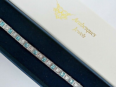 DAMEN BLAU KRISTALL MAGNET ARMBAND/ARMREIF KUPFER/SCHMERZLINDERUNG/ARTHRITIS SILBER