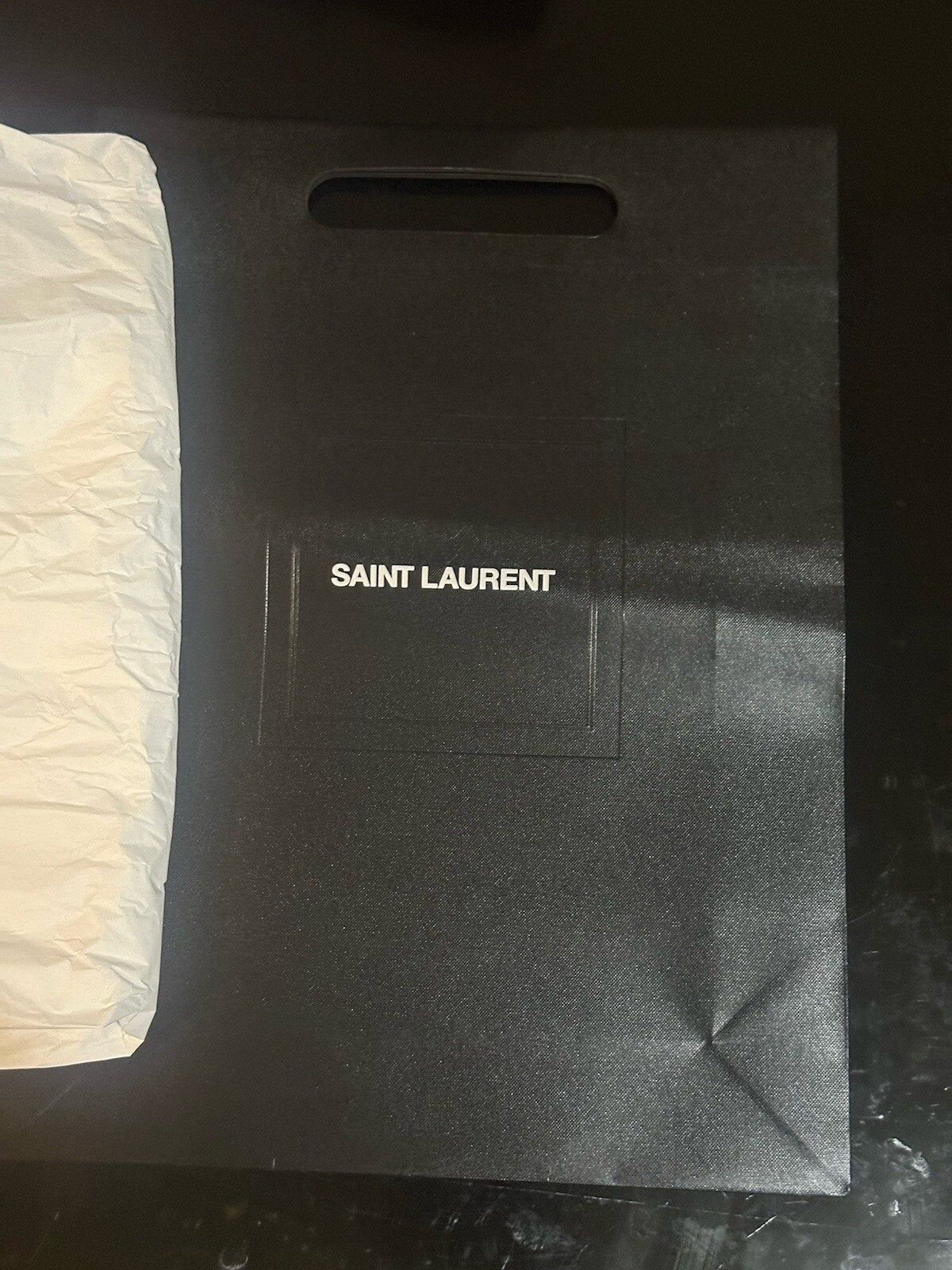 Sacchetto di carta regalo vuoto Saint Laurent + carta tessuto piano colore nero nuova taglia M L
