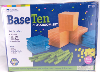 Learning Resources  Base Ten Classroom Set, 823 Pieces, Grades 3-6, Sealed Box