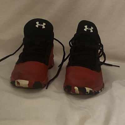 Under Armour Boys Lockdown 4 3022123-601 Red Lace Up Basketball Shoes Size 1.5