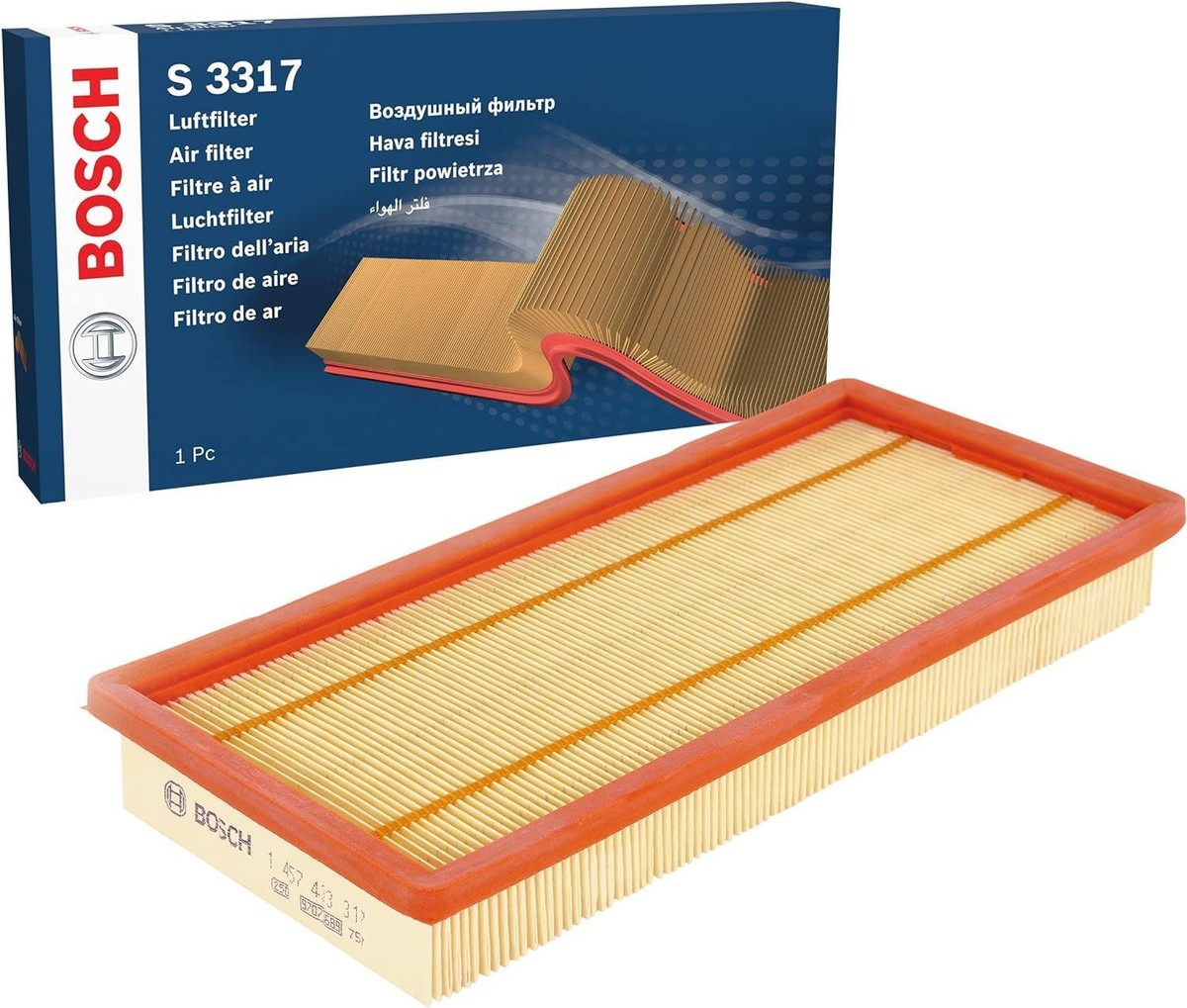 Filtro Aria Bosch S3317 - Ricambio Auto Di Alta Qualit&agrave; | Per Protezione Motore E Abitacolo