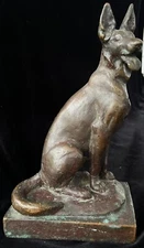 Antique Dog Sculpture Paul Herzel Pompeian Bronze German Shepherd Art Statue