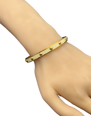 Coach Vintage Nail Head Rivets Gold White Enamel Bangle Bracelet