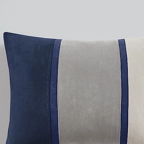  Juego de edredón Palisades moderno imitación California King (104 pulgadas x 92 pulgadas) azul 7 piezas Foto 2 de 4