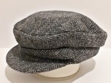 HARRIS TWEED DUNKELGRAU FISCHGRÄT BRETONISCHE SEGELKAHN GEIGER MATROSENMÜTZE