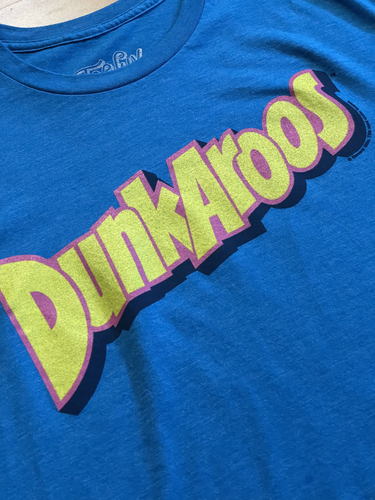 T-shirt vintage Dunkaroos blu grafica manica corta anni '90 nostalgica uomo grande - Foto 2 di 4