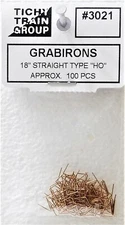 HO Scale Tichy Train Group 3021 Formed Wire Grab Irons 18" Straight Type pkg 100