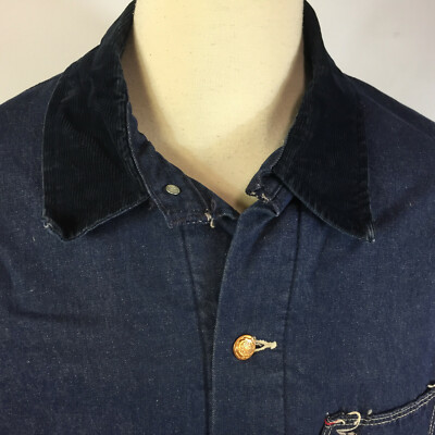 Vintage Sanforized Wrangler Denim Jean Chore Work Coat Jacket 52