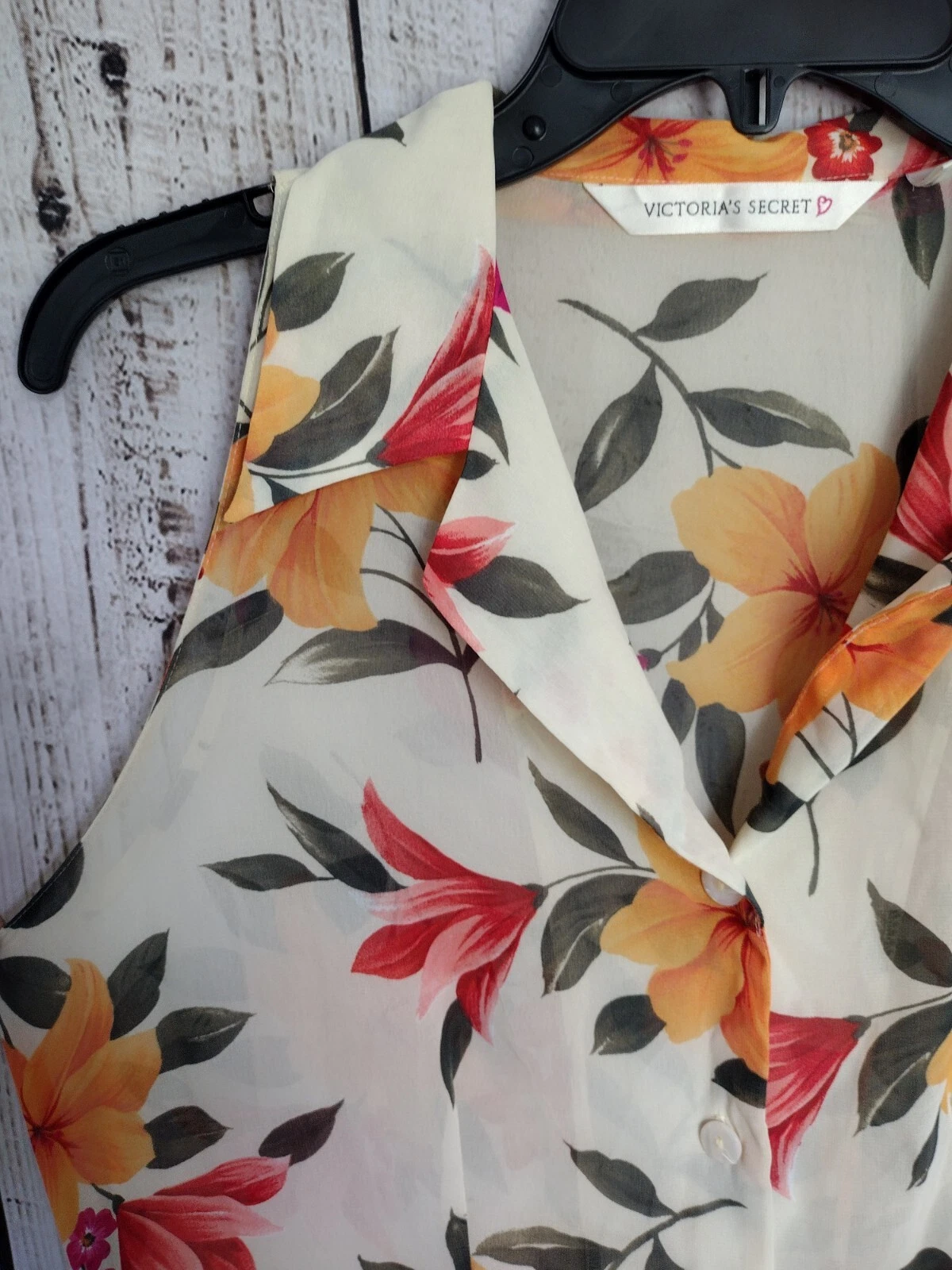 UNDERCOVER Maxi abito vestito copertina semi velato vintage Victoria's Secret floreale con bottoni