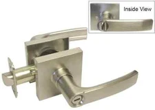 Satin Nickel Square Door Handle Lever Locks Entry Brushed Nickel Set of 6