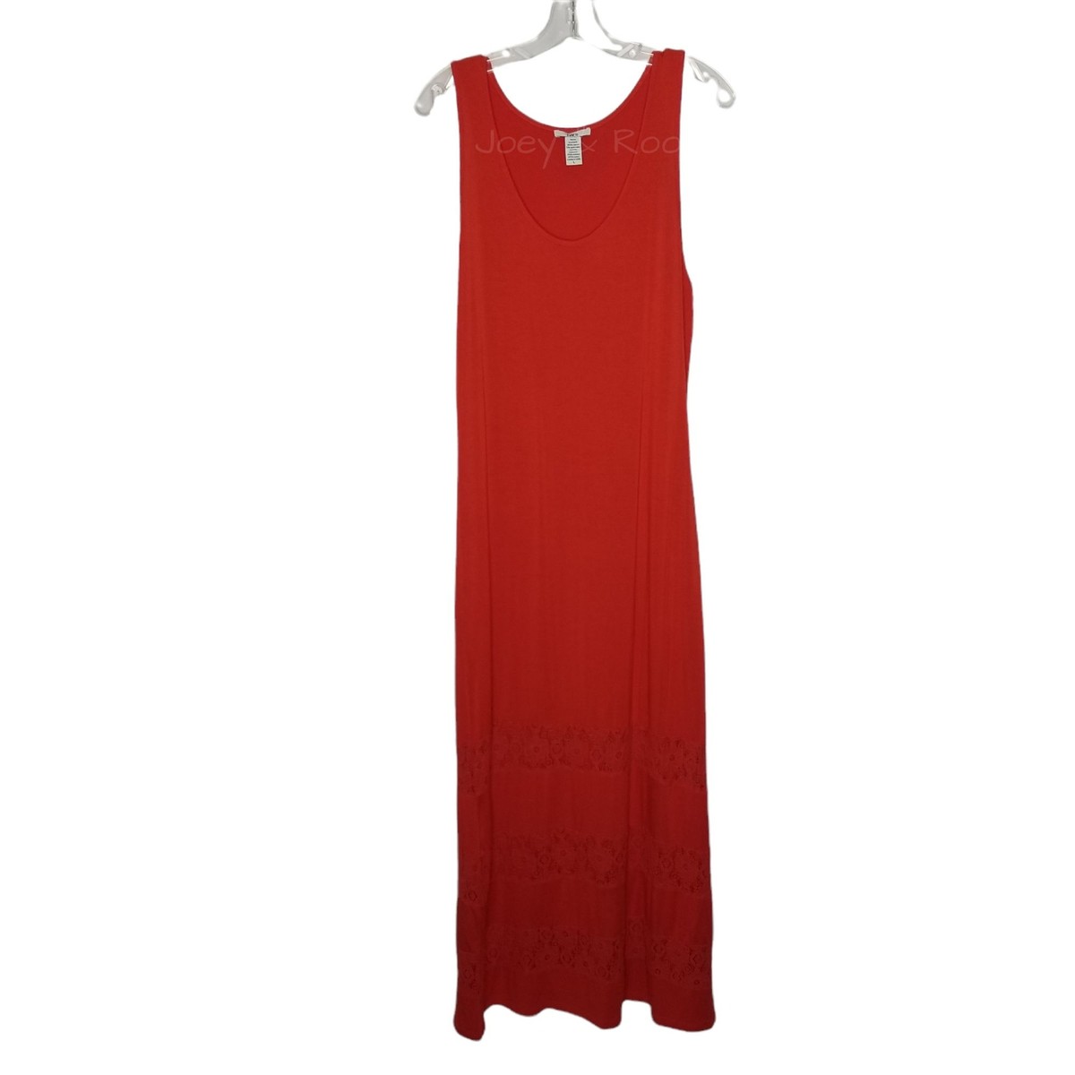 Bar III Women's Large Red Sleeveless Eyelet Maxi Dress