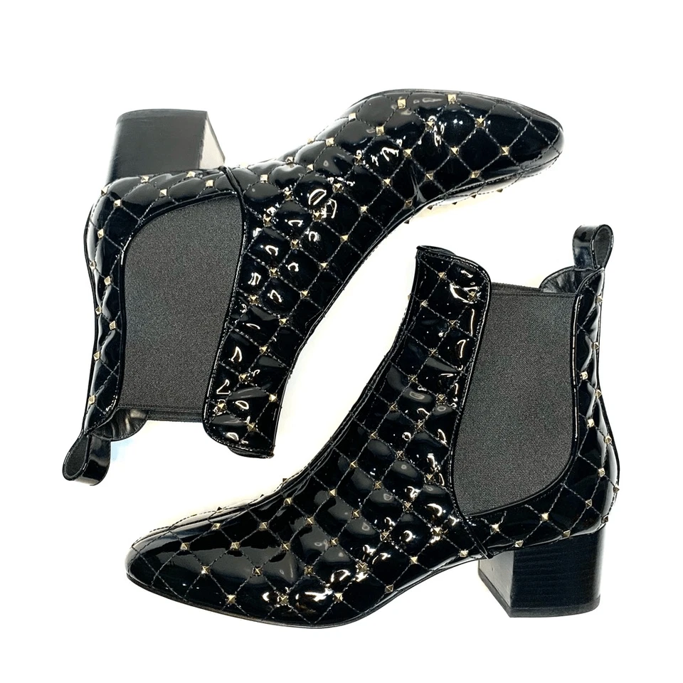 Valentino Garavani Rockstud Quilted Boots EU 38.5 US 8.5 Black Ankle Booties - Image 4 of 4