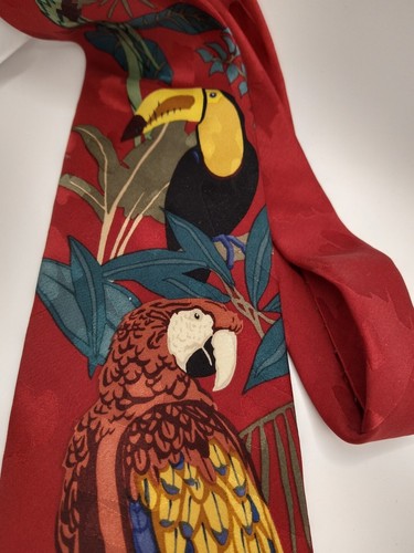 Vintage 1993 World Wildlife Fund WWF Necktie Rainforest Parrot Tropical Birds - 第 5/6 張圖片