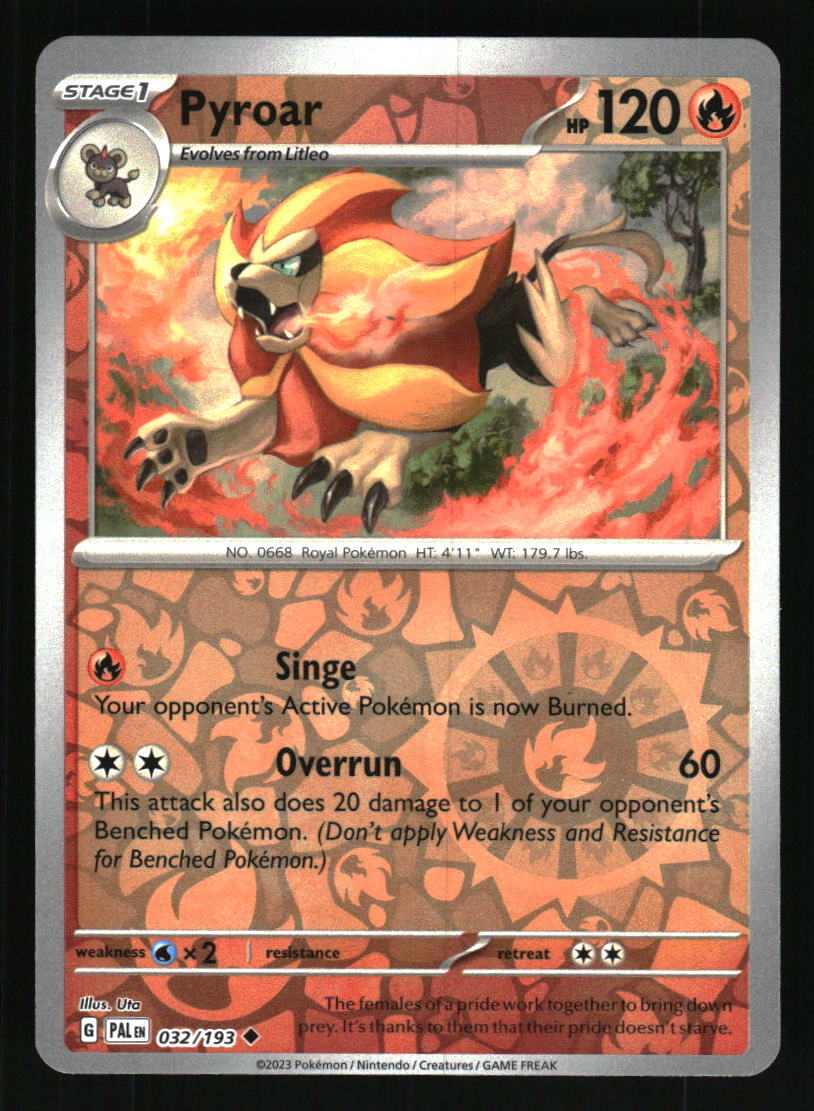2023 Pokemon Paldea Evolved # 32 Pyroar Reverse Holo Uncommon
