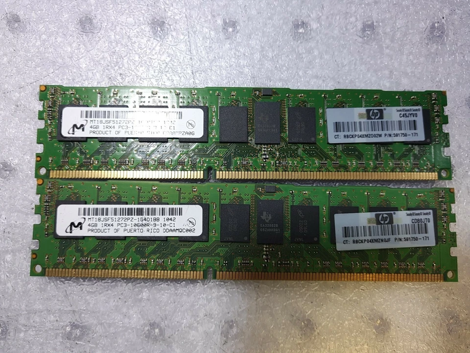 - 32GB (8x4GB) Micron MT18JSF51272PZ-1G4D1BB PC3-10600R Server RAM 591750-171 - Image 2 of 2