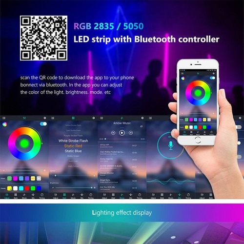 5m 20m Led Strip Lights Bluetooth 4.0 5050 RGB Tape Cabinet TV Kitchen Lighting - Picture 5 of 11