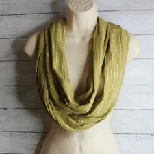WAR Boutique Women's Scarf Infinity Loop Green Silver Metallic