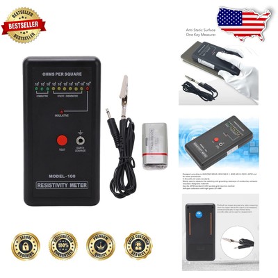 ANSI Certified Battery-Powered Surface Resistance Meter for Anti-Static Testing