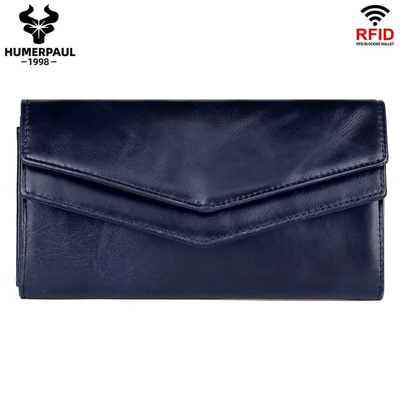 Portafoglio Donna Grande Elegante Vera Pelle Protezione RFID Portamonete Piccolo - Immagine 4 di 4