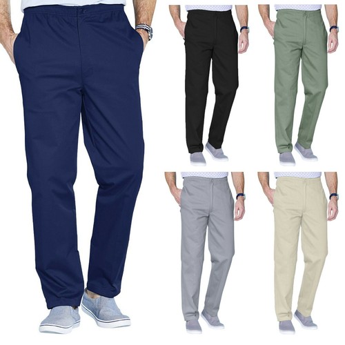 MENS RUGBY TROUSERS FULL ELASTICATED WAIST OFFICE WORK SMART BIG PLUS