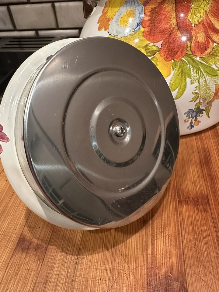 MACKENZIECHILDS White Flower Market 2 Qt Enamel Kettle Tea Pot eBay