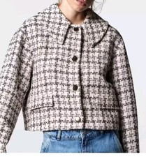 Zara Jacket With Pocket Detail Ecru Black Size S Bloggers Fave
