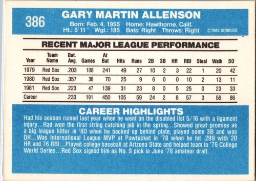 1982 Donruss Semi-Star & Commons #300-399 Well Centered, Sharp Corners !!! - Picture 144 of 166