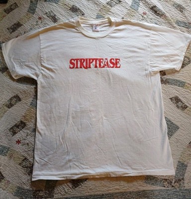 Vintage Striptease 1996 Demi Moore Film Shirt Movie White Size XL Promo